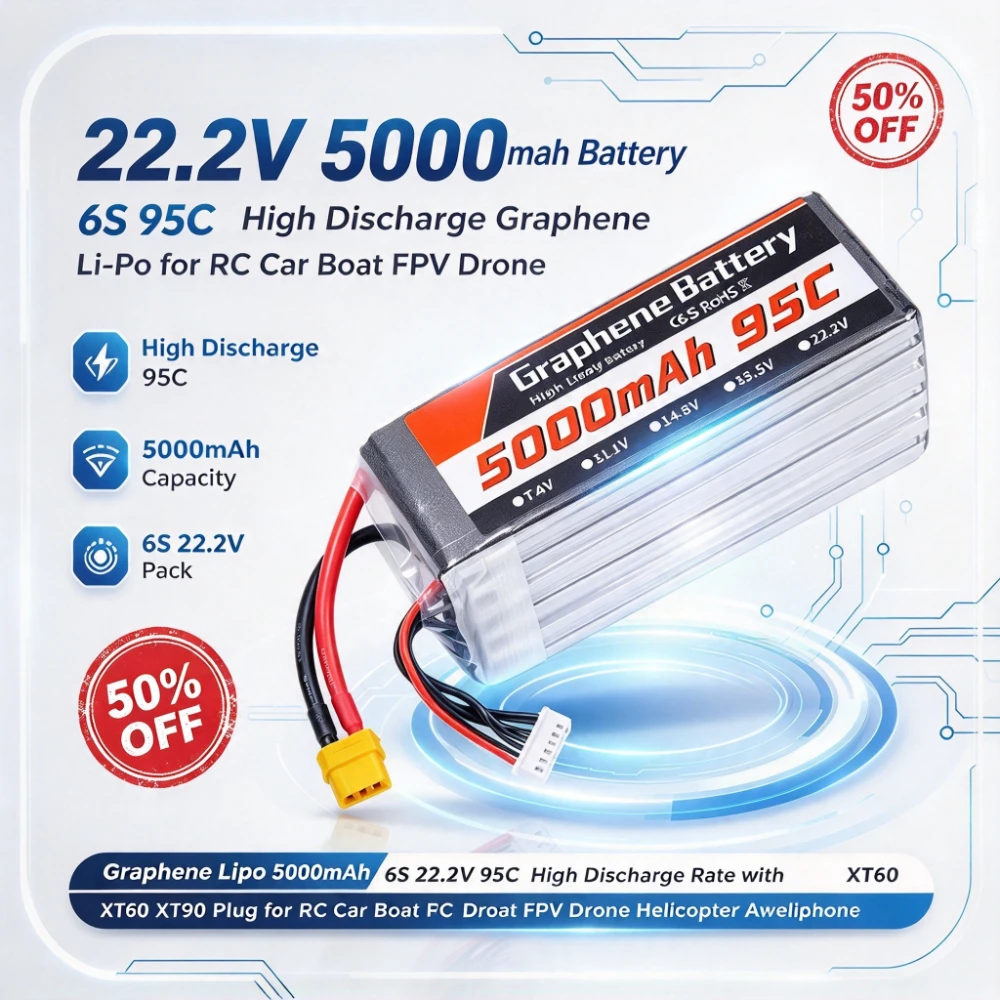 5000mAh 6S 22.2V 95C Graphene  - 6S Lipo Battery 22.2V 5000Mah 评论和价格